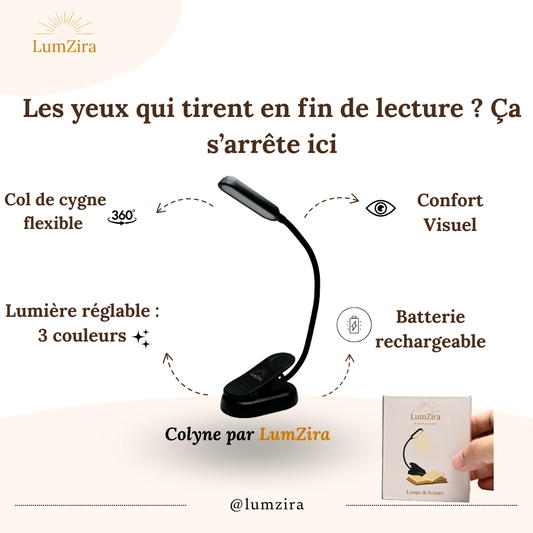 COLYNE – Lampe de lecture à clip anti-fatigue visuelle