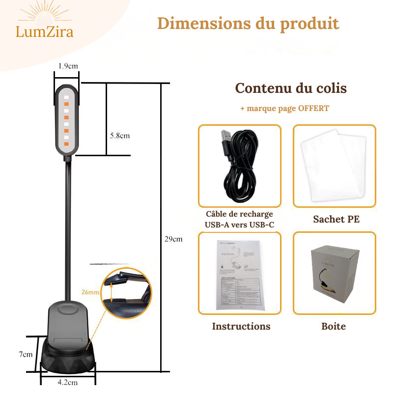 COLYNE – Lampe de lecture à clip anti-fatigue visuelle